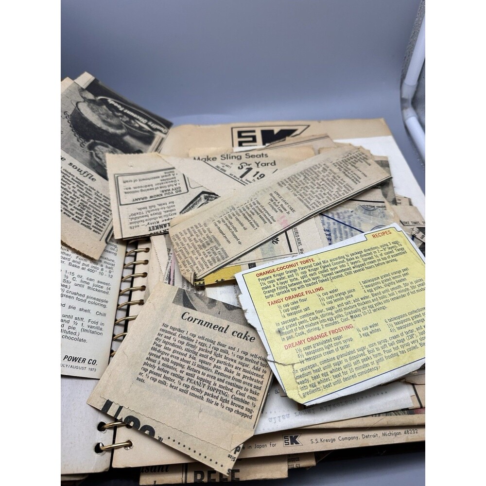 1975 - 6 Recipe Clippings in Photo Album & Loose Lots